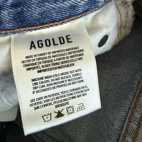 Agolde 90’s pinch high waisted light blue denim cropped button fly jeans 27 - Picture 9 of 9